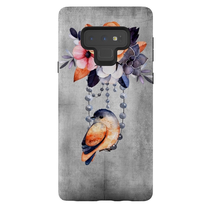 Galaxy Note 9 StrongFit Vintage flowers and bird by  Utart