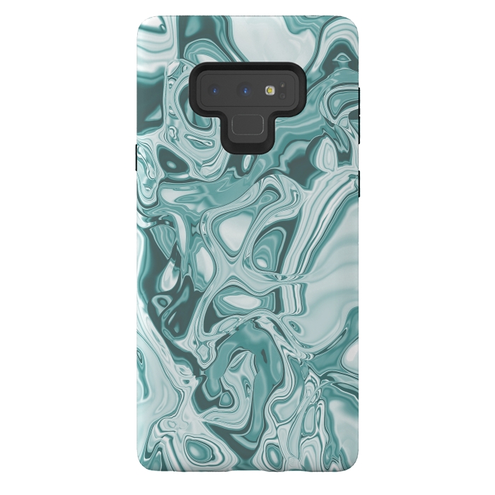 Galaxy Note 9 StrongFit Faux Marble Teal Green 2 by Andrea Haase