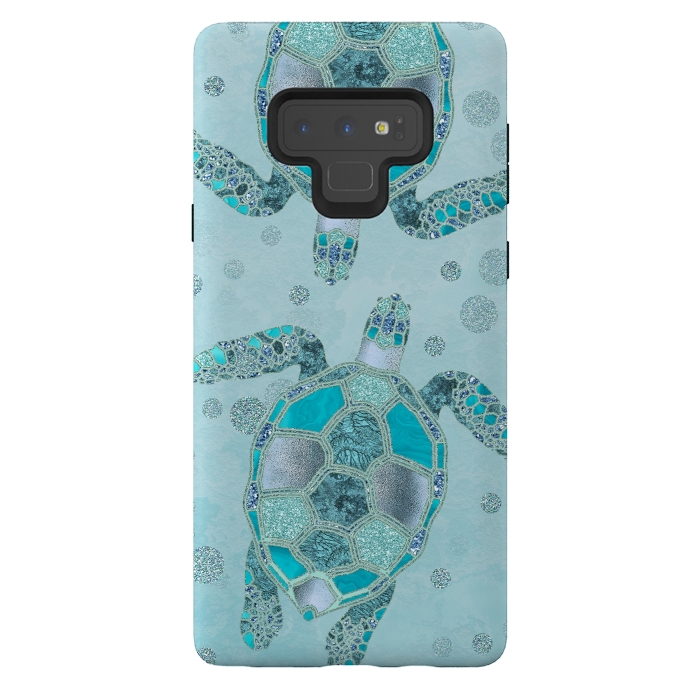 Galaxy Note 9 StrongFit Turquoise Glamour Turtle 2 by Andrea Haase