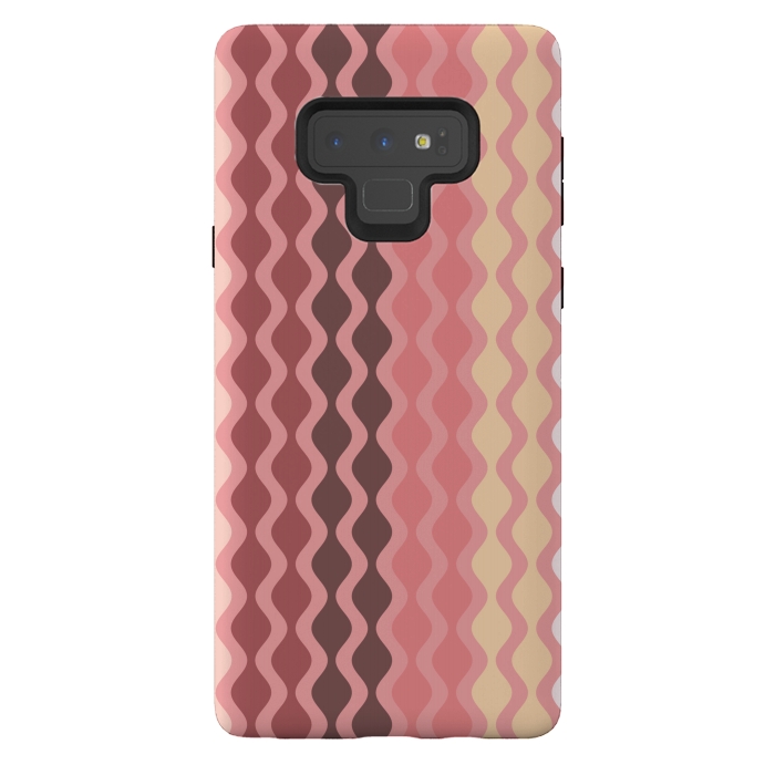 Galaxy Note 9 StrongFit Falling Waves in Pink and Brown by Paula Ohreen