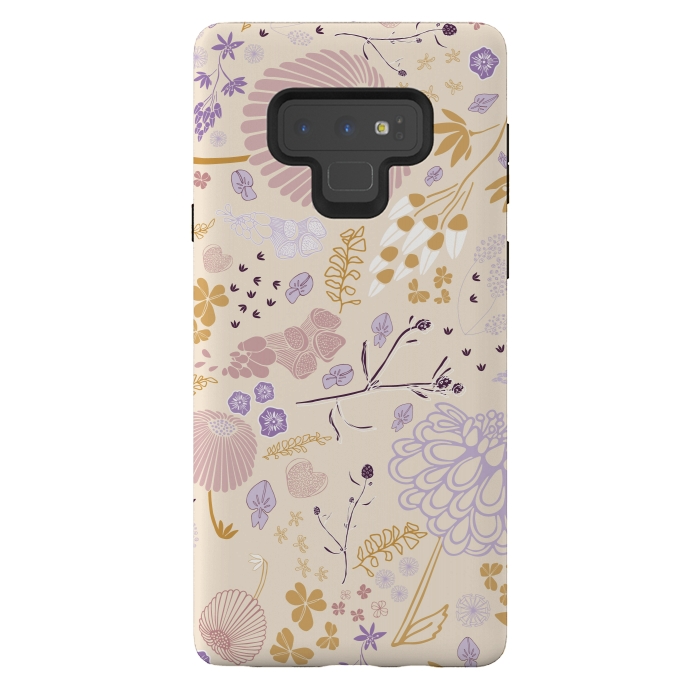 Galaxy Note 9 StrongFit Field of Flowers in Pink, Purple and Mustard by Paula Ohreen