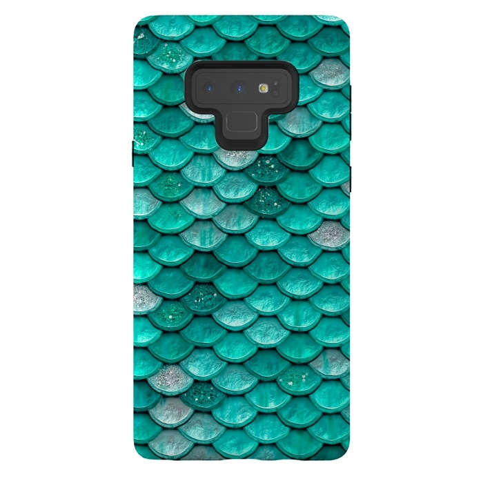 Galaxy Note 9 StrongFit Mint Glitter Metal Mermaid Scales by  Utart
