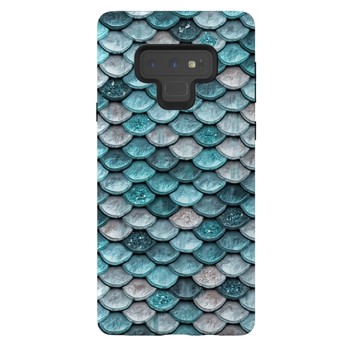 Galaxy Note 9 StrongFit Silver and Blue Metal Glitter Mermaid Scales by  Utart