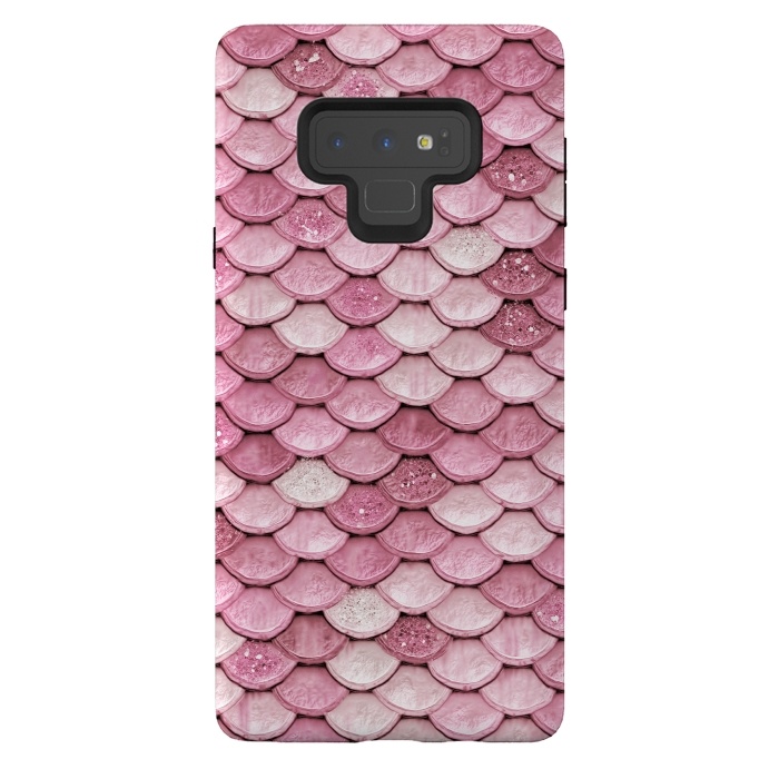 Galaxy Note 9 StrongFit Pink Glitter Mermaid Scales by  Utart
