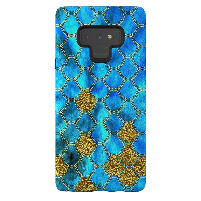 Galaxy Note 9 StrongFit Blue and Gold Glitter Metal Mermaid Scales by  Utart