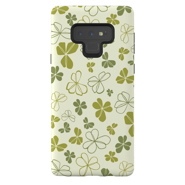 Galaxy Note 9 StrongFit Lucky Clover in Cream and Green by Paula Ohreen