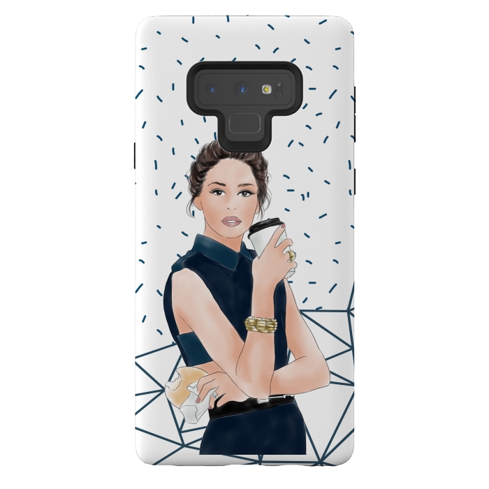 Galaxy Note 9 StrongFit Fashion Girl with Coffee by DaDo ART