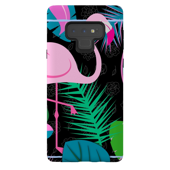 Galaxy Note 9 StrongFit flamingo pattern black by MALLIKA