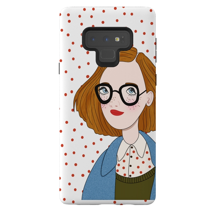 Galaxy Note 9 StrongFit Trendy Fashion Girl with Red Polka Dots by DaDo ART