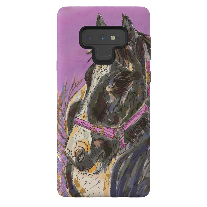 Galaxy Note 9 StrongFit Black and White Horse by Lotti Brown