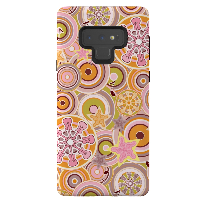 Galaxy Note 9 StrongFit Glam Boho Rock in Pink and Orange by Paula Ohreen