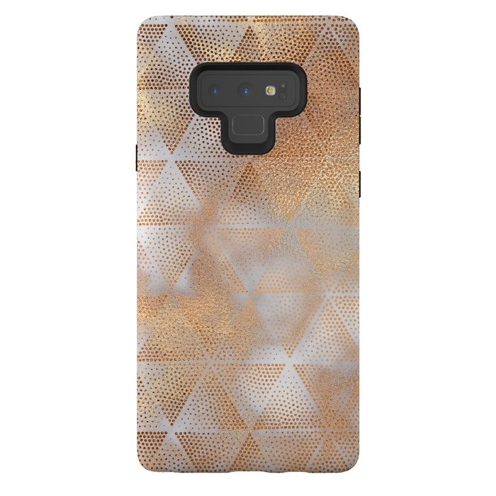 Galaxy Note 9 StrongFit Rose Gold Marble Triangle Pattern by  Utart