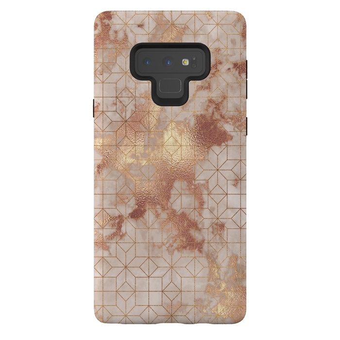 Galaxy Note 9 StrongFit Simply Minimalistic  Rose Gold Shapes Marble Pattern by  Utart