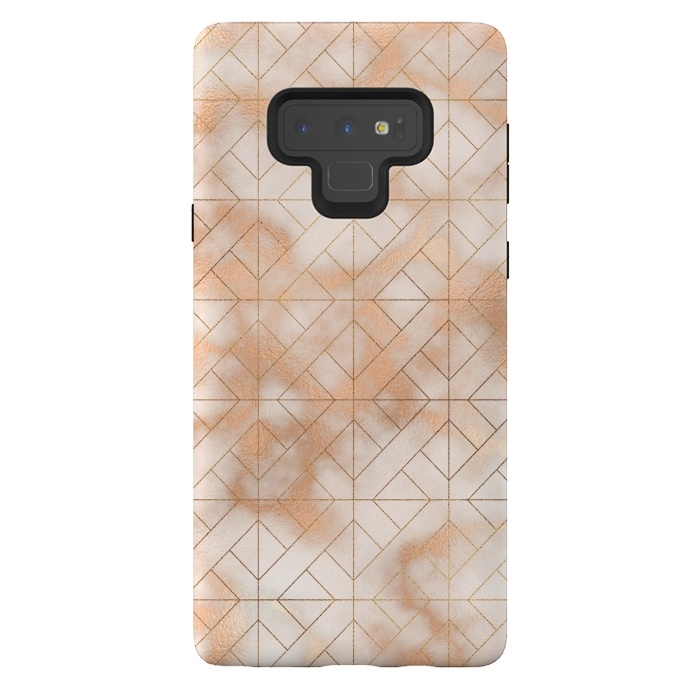 Galaxy Note 9 StrongFit Modern Quadrangle Shapes Rose Gold Marble Pattern by  Utart