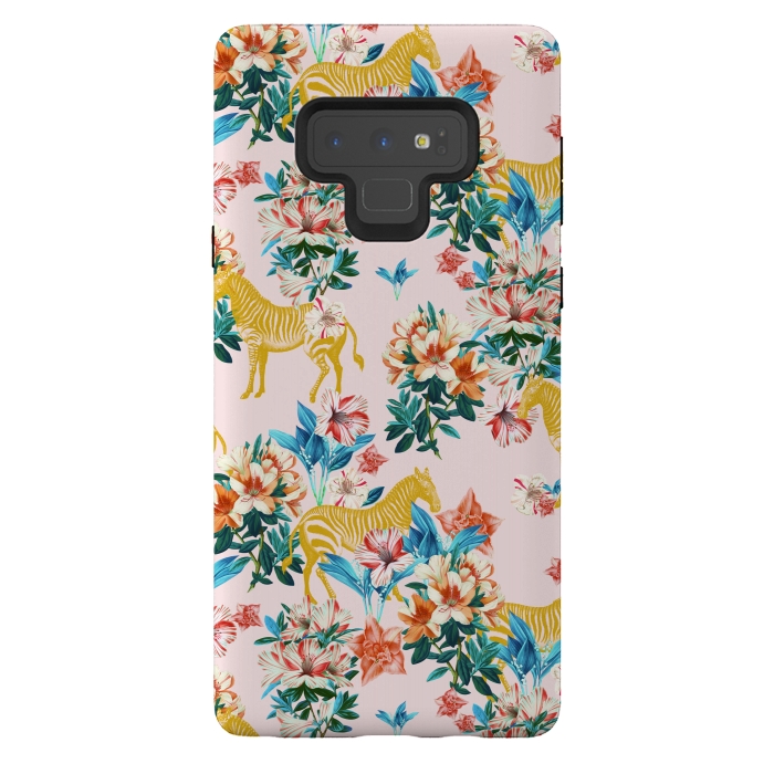 Galaxy Note 9 StrongFit Floral and Zebras by Uma Prabhakar Gokhale