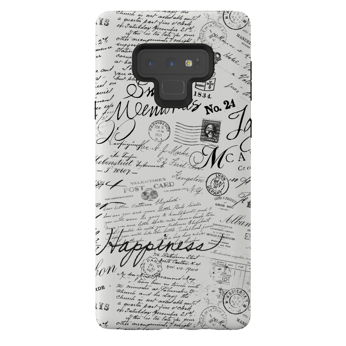 Galaxy Note 9 StrongFit Nostalgic Handwriting Black And White by Andrea Haase