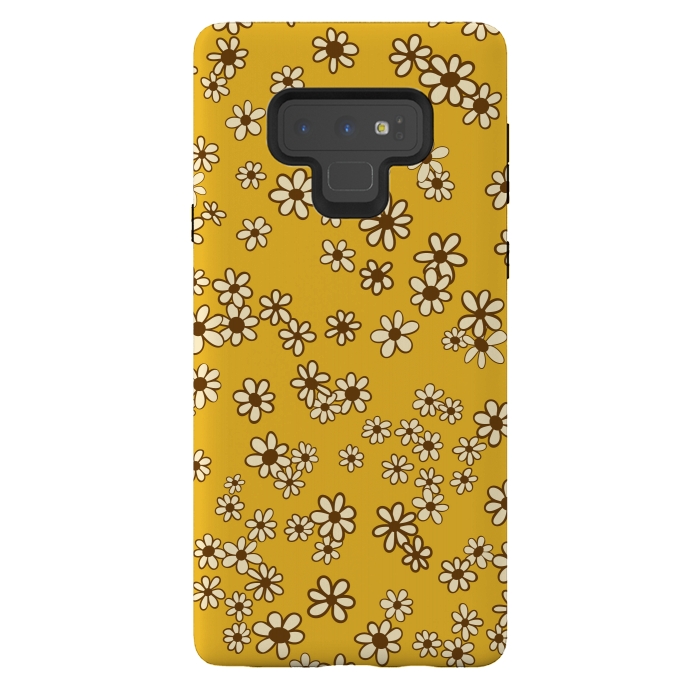 Galaxy Note 9 StrongFit Ditsy Daisies on Mustard by Paula Ohreen