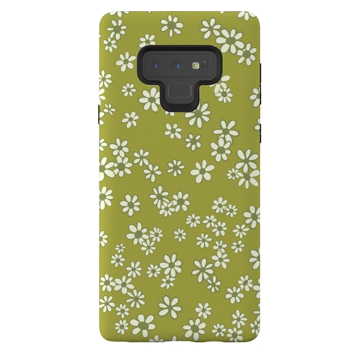 Galaxy Note 9 StrongFit Ditsy Daisies on Green by Paula Ohreen