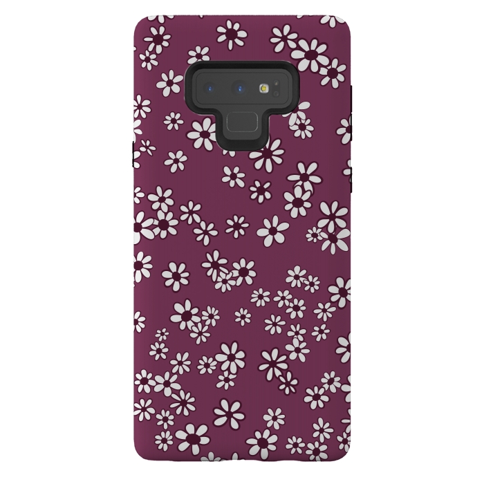 Galaxy Note 9 StrongFit Ditsy Daisies on Purple by Paula Ohreen