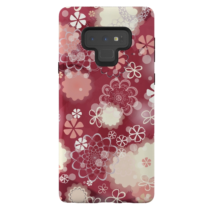 Galaxy Note 9 StrongFit Lacy Flowers on Bright Pink by Paula Ohreen