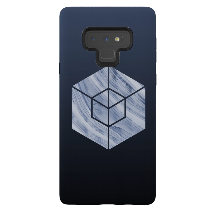 Galaxy Note 9 StrongFit Marbled Hexagon In Shades Of Blue by Andrea Haase