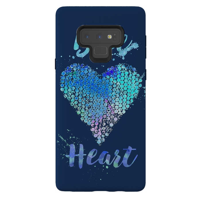 Galaxy Note 9 StrongFit Blue Heart  by Andrea Haase
