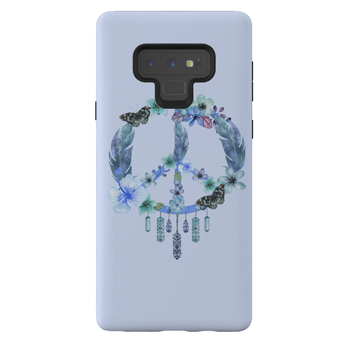 Galaxy Note 9 StrongFit Blue Peace Dreamcatcher by Andrea Haase