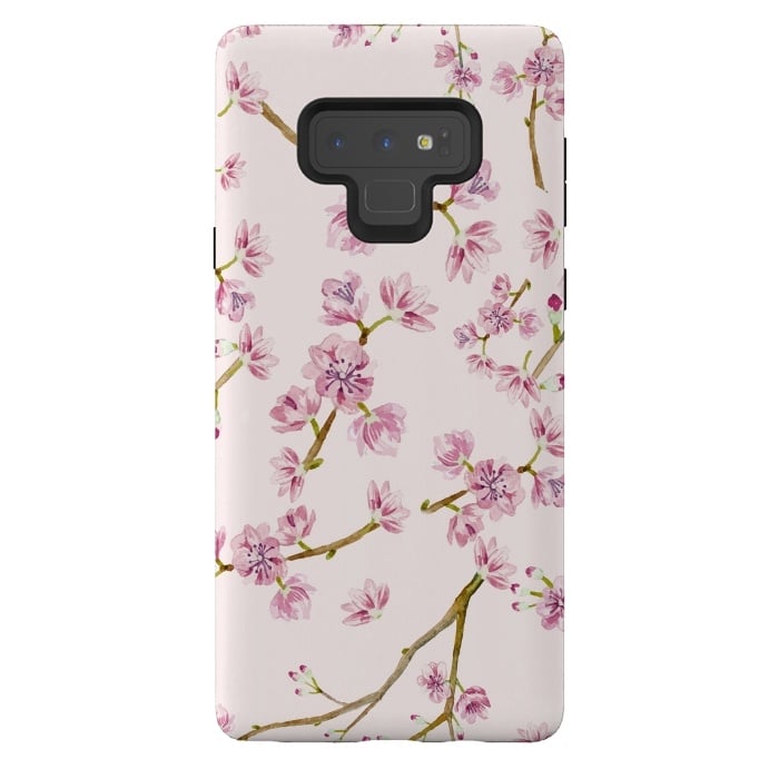 Galaxy Note 9 StrongFit Pink Spring Cherry Blossom Pattern by  Utart