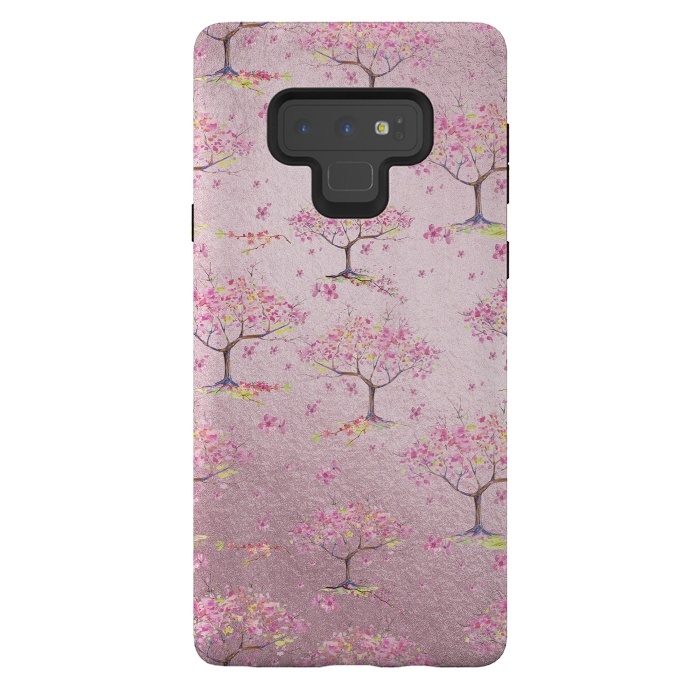 Galaxy Note 9 StrongFit Pink Metal Cherry Blossom Trees Pattern by  Utart
