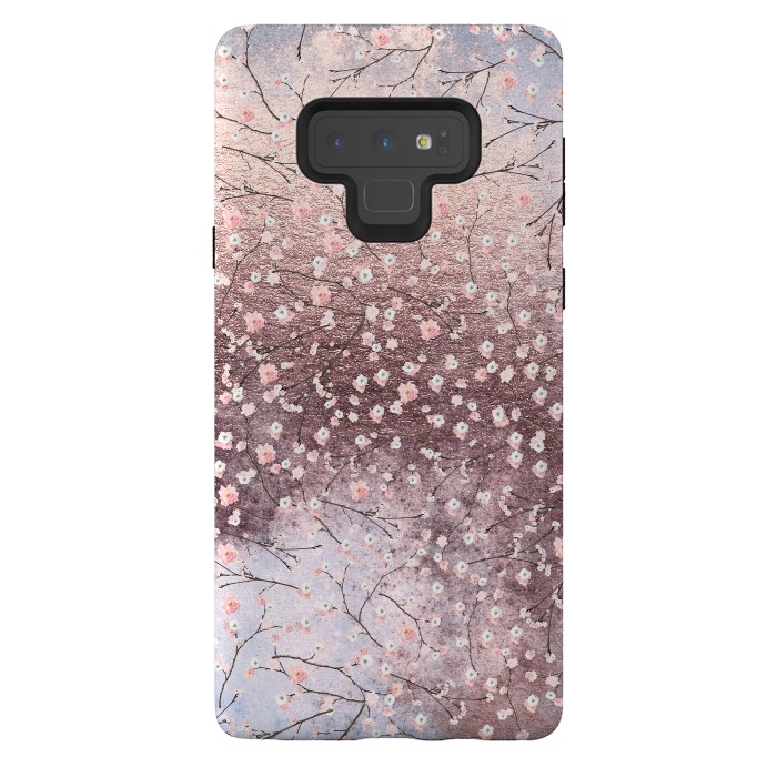 Galaxy Note 9 StrongFit Metal vintage Pink Cherry Blossom Pattern by  Utart