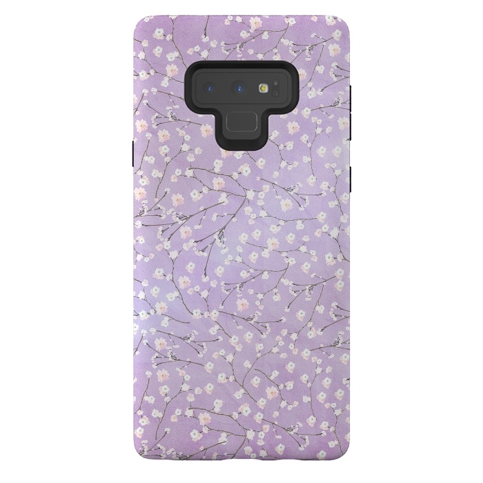 Galaxy Note 9 StrongFit Purple Watercolor Spring Cherry Blossom Pattern by  Utart