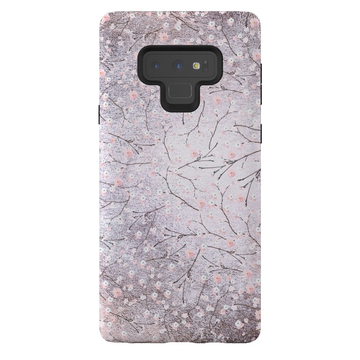 Galaxy Note 9 StrongFit Purple Gray Metal Shiny Cherry Blossom Pattern by  Utart
