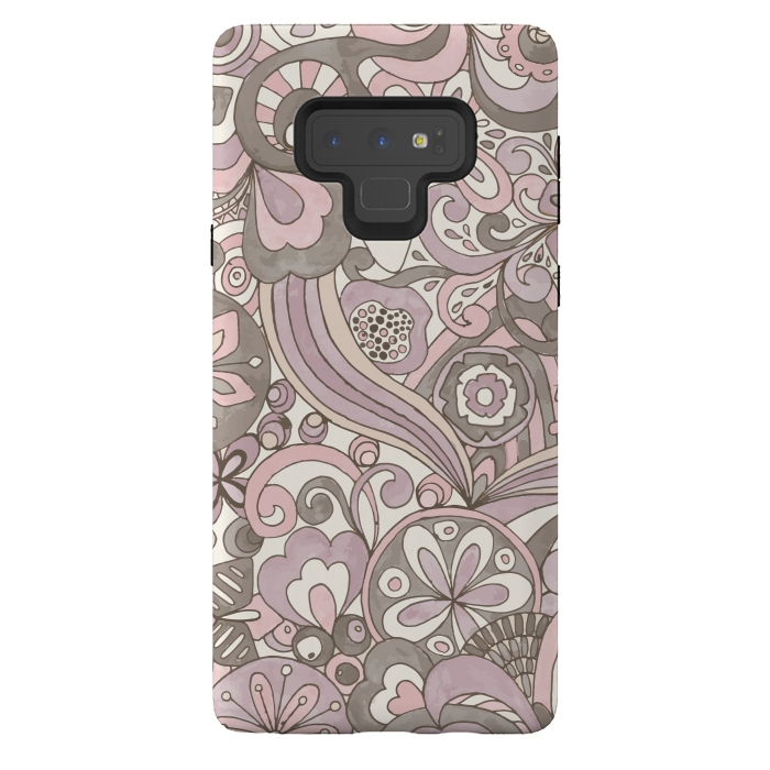 Galaxy Note 9 StrongFit Retro Colouring Book Pink and Gray by Paula Ohreen