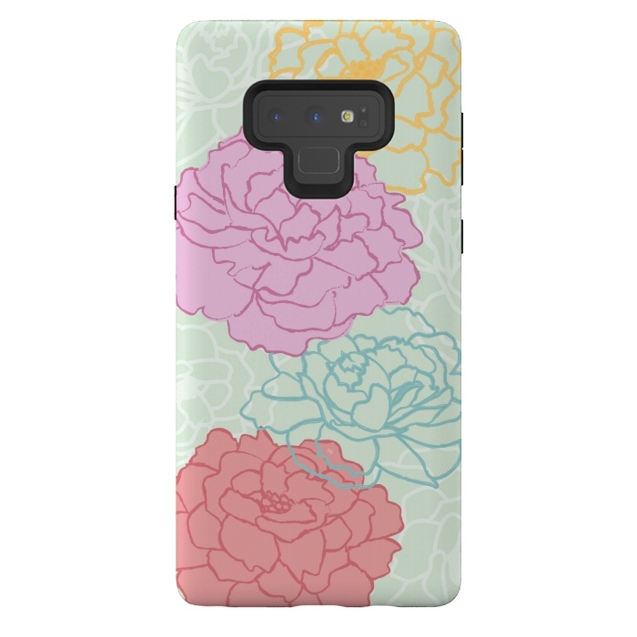 Galaxy Note 9 StrongFit Pretty pastel peonies by Martina