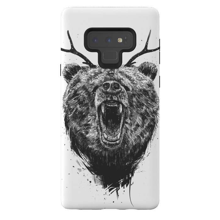 Galaxy Note 9 StrongFit Angry bear with antlers by Balazs Solti