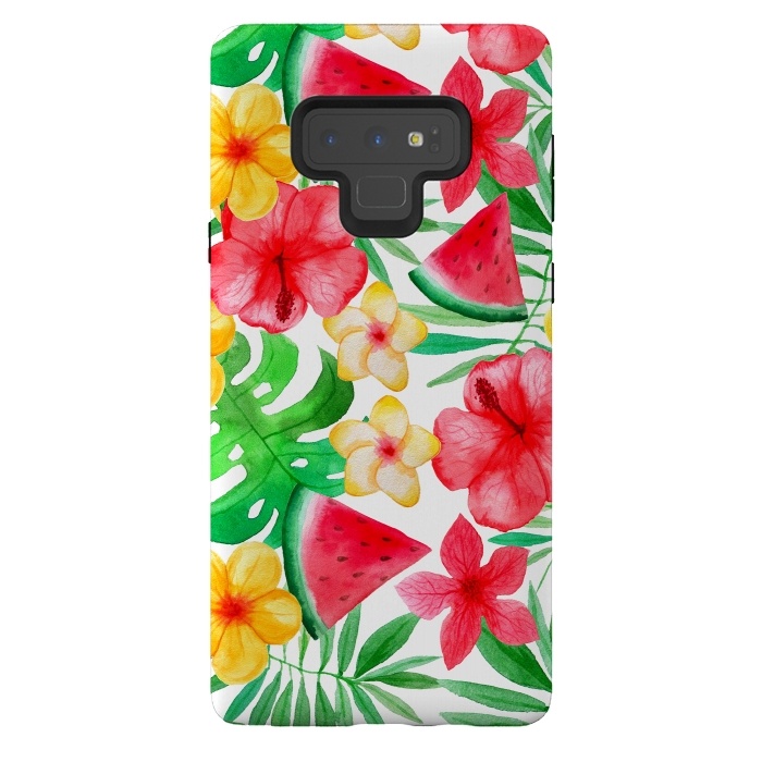 Galaxy Note 9 StrongFit Aloha Tropical Hibiscus and Melon Pattern by  Utart