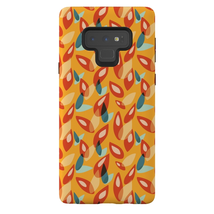 Galaxy Note 9 StrongFit Orange Blue Yellow Abstract Autumn Leaves Pattern by Boriana Giormova