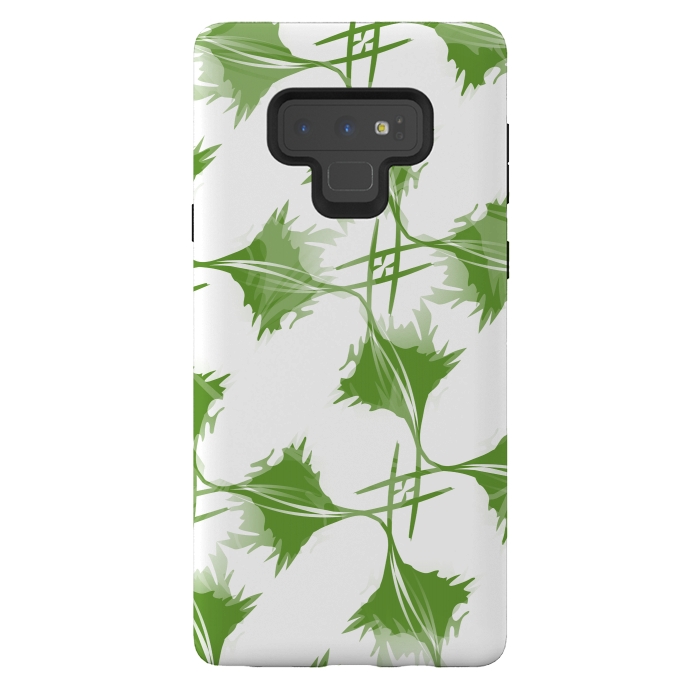Galaxy Note 9 StrongFit Green Leaves by Creativeaxle