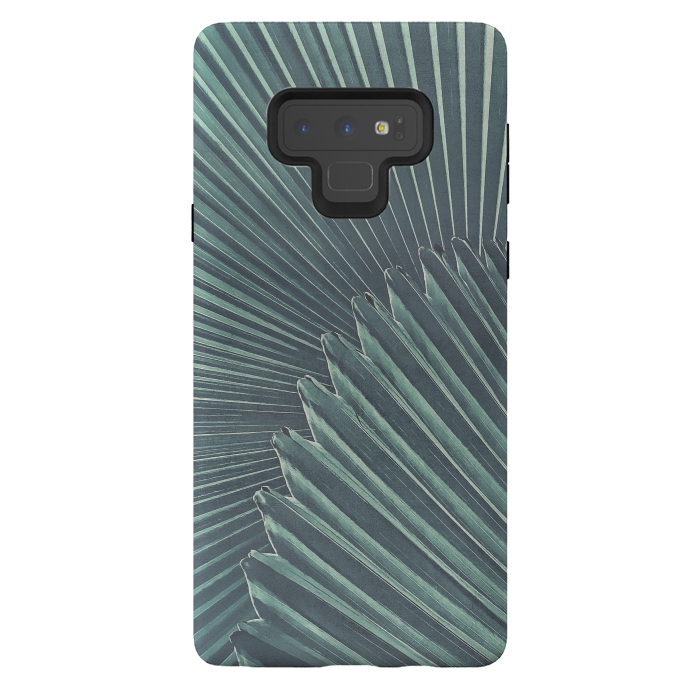 Galaxy Note 9 StrongFit Teal Palm Leaves by Andrea Haase