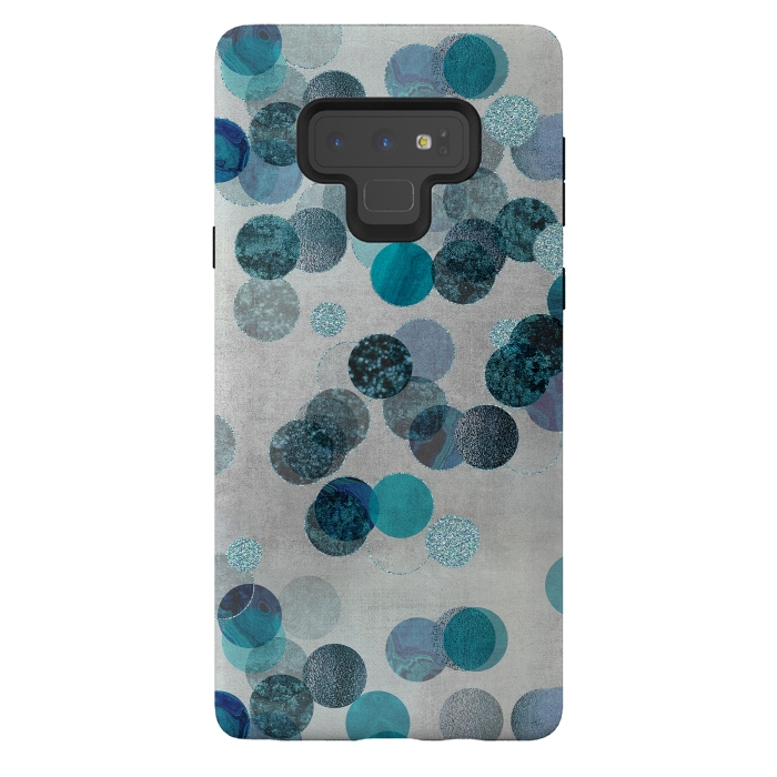 Galaxy Note 9 StrongFit Fancy Faux Glitter Dots In Teal And Turquoise by Andrea Haase