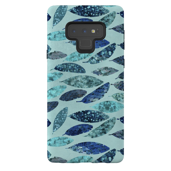Galaxy Note 9 StrongFit Sparkling Mermaid Feathers Blue And Teal by Andrea Haase