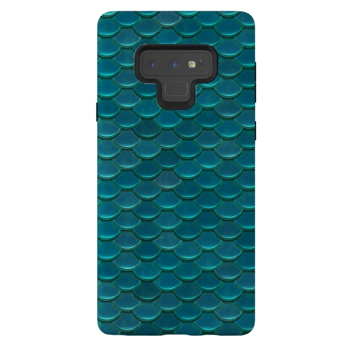 Galaxy Note 9 StrongFit Shiny Green Mermaid Scales by Andrea Haase