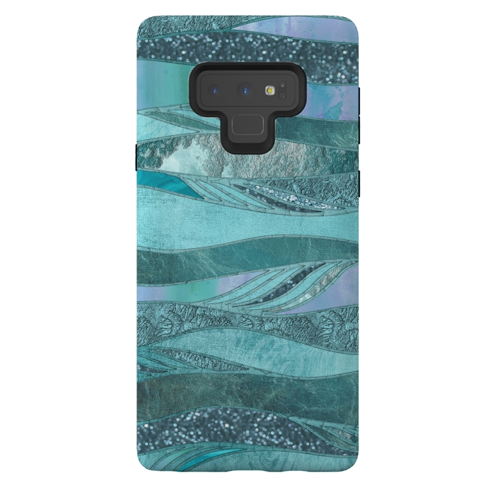 Galaxy Note 9 StrongFit Glamorous Waves Of Turquoise and Teal 2 by Andrea Haase