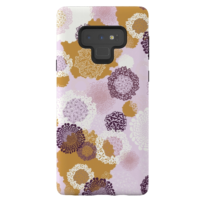 Galaxy Note 9 StrongFit Doily Flowers on Pink by Paula Ohreen