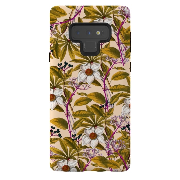 Galaxy Note 9 StrongFit White Sepia Flora by Creativeaxle
