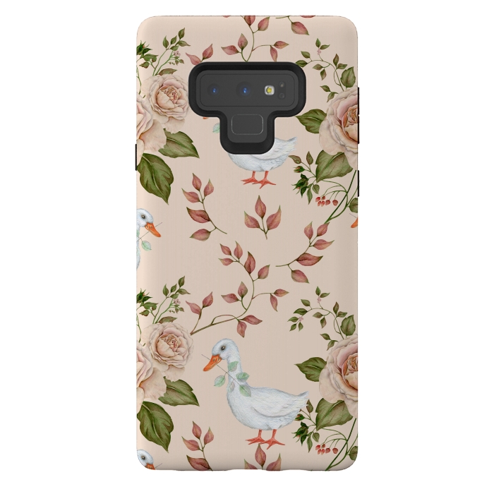 Galaxy Note 9 StrongFit Goose in Rose Garden by Creativeaxle