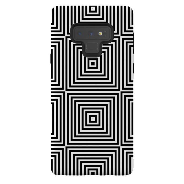 Galaxy Note 9 StrongFit Optical Illusion Black And White Squares by Andrea Haase