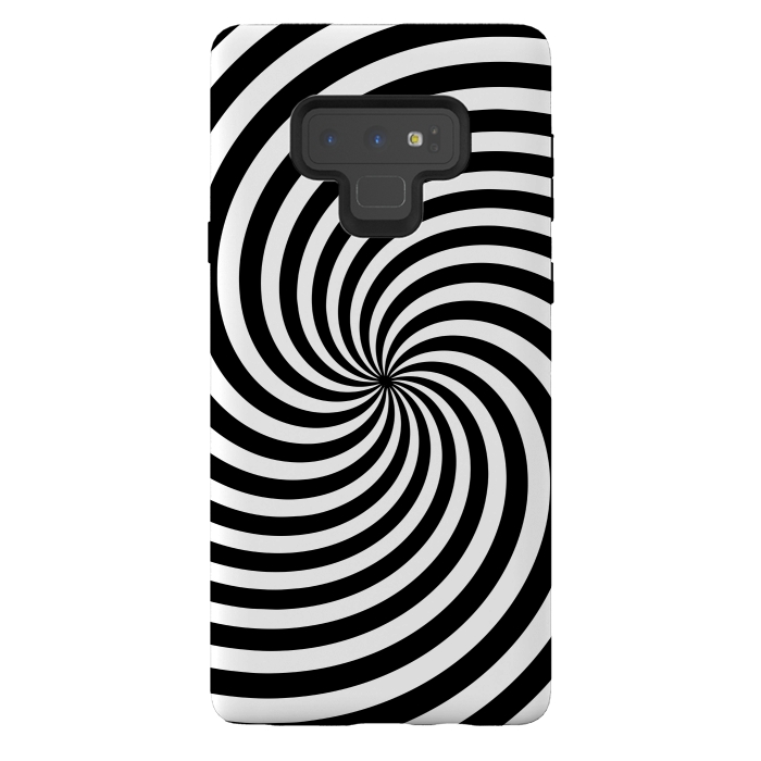 Galaxy Note 9 StrongFit Concentric Spiral Op Art Black And White 2 by Andrea Haase