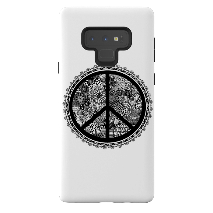 Galaxy Note 9 StrongFit Zen Doodle Peace Symbol by Andrea Haase