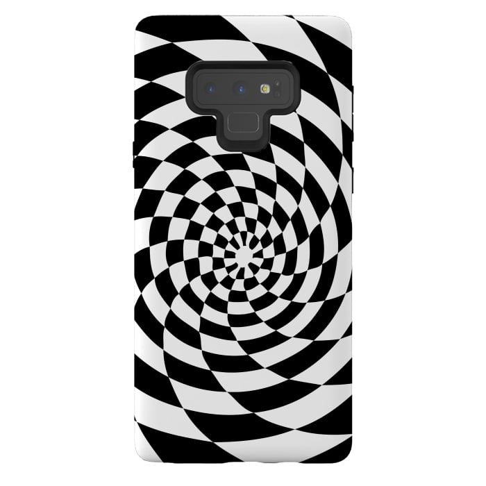Galaxy Note 9 StrongFit Checker Spiral Black And White by Andrea Haase